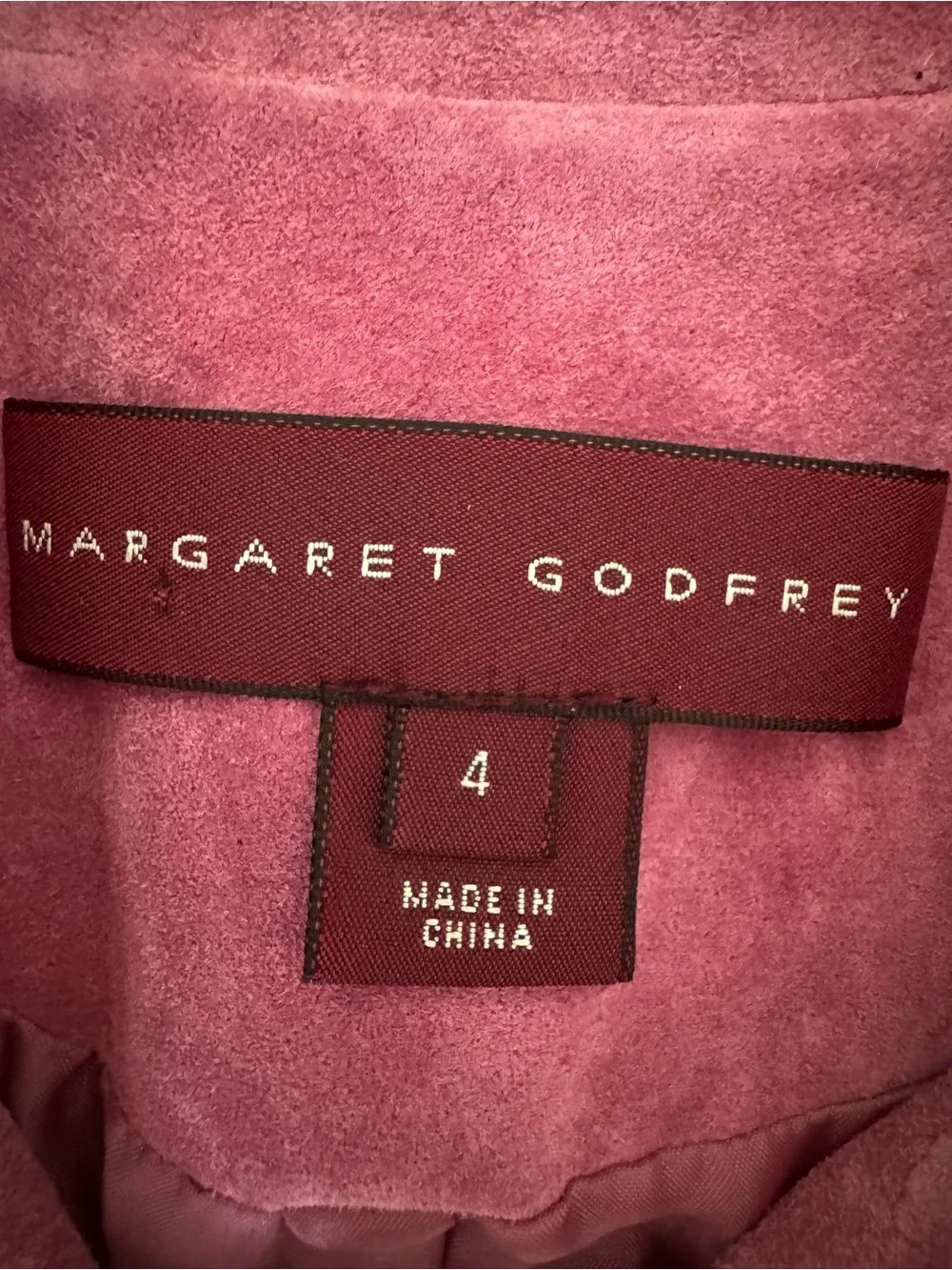 Margaret Godfrey 100% Pink Leather Suede Jacket